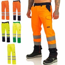 Herren lange Warnschutz Hose Bundhose Arbeitshose Warnschutzhose Sicherheitshose