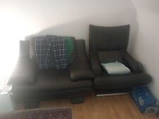 Dreh Ledersessel Plus Einsitzer Couch Schwarz