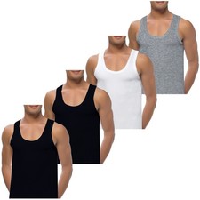 4 Herren Unterhemden +10cm extralang 100% Baumwolle Feinripp Tank Achselhemd Top