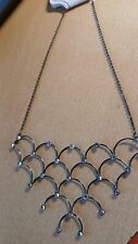 1 Halskette-Collier-silberfarb.-schwarz-klarer-Strass-NEU/UNGETRAGEN-Modeschmuck