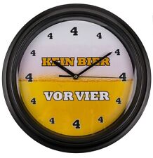 Kein Bier vor 4 vier Wanduhr mit Sound  Ø 32 cm Männer Geschenk Party Keller Bar