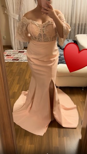 Rosa abendkleid mit langer - rosa,