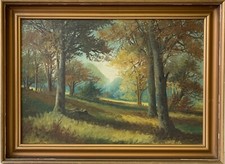 Ölbild Baumgruppe im Licht am