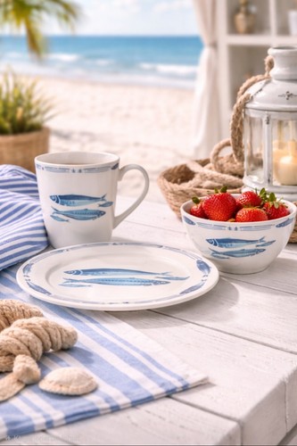 Geschirr set maritim - geschirr, teller