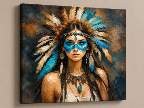 Indianer leinwandbild poster - indianer,