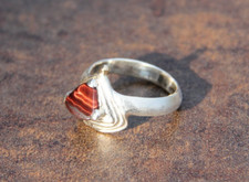 Ring 925 Silber 750 Gold 18kt Falkenauge Tigerauge rot braun bicolor rose