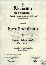 Diplom Urkunde Ehren Doktor Titel Pilot Flugzeug