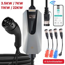 APP/WIFI Type 2 22KW Elektroauto-Ladegerät-Reiseset Umschaltbarer Strom 6-32A 5M