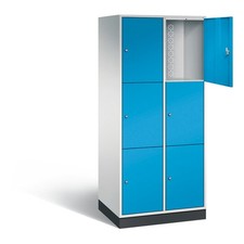 Spindschrank, Schulspind, 2 x 3 Fächer 40 cm, Tiefe 600 mm, Korpus Lichtgrau