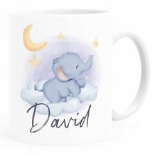 Kinder-Tasse Kunststoff Elefant auf Wolke mit Namen personalisiert.Namenstasse