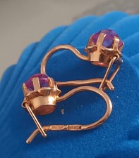 russische Ohrringe 583 Rotgold mit Amethyst