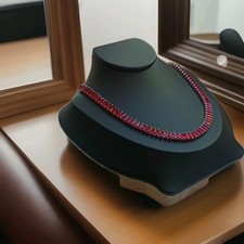 1 KETTE  Collier Silberfarben/Rot Strass Modeschmuck