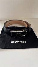 Dsquared Logo Belt Gürtel 85 Damen Women Original Schwarz Silber