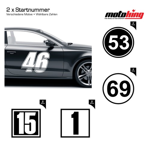 Startnummer oldtimer auto - 2x,