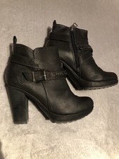 sOliver Leder Stiefelette Stiefel Plateau High Heels Schwarz 38 / 5 wieNeu