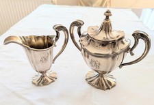 Antike Zuckerdose und Milchkännchen versilbert mit Edler Gravur Vintage