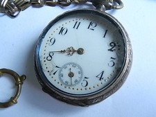 Antik Herren Taschenuhr 800 Silber 2 Farben 10 Rubis Handaufzug läuft