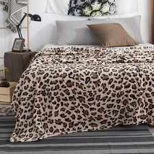 Superweiche Flanelldecke Leopardenmuster Schlafsofa Tagesdecke karierte Decke