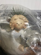 Deko Engel weiß liegend Holz