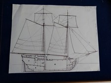 Grafik / Druck - 2 Mast Brigantine / Schoner Halifax - 32 x 25 cm