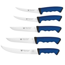 Fleischermesser-5´er Set 13/15/17/19/26 cm Klinge SoftGrip Blue