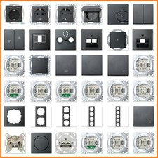 MERTEN System M, M-Pure USB Steckdose Rahmen Schalter Wippe Anthrazit