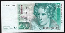 20 Deutsche Mark Schein 1. Oktober 1993 - Umlaufschein Austauschnote