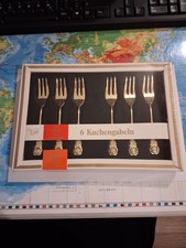 6 Kuchengabeln 24 Carat hartvergoldet vergoldet