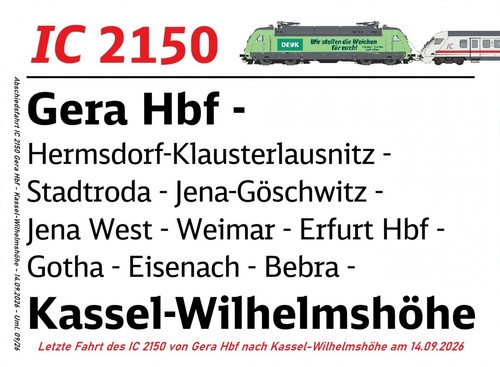 Zuglaufschild abschied 2150 - zuglaufschild,