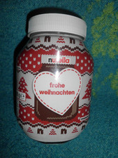 Nutella Glas FROHE WEIHNACHTEN Herz 1000 g 1 kg Folie LEER Ferrero Strickmuster