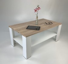 Couchtisch Wohnzimmertisch Sofa Kaffeetisch Bea 100 x 54cm Sonoma eiche Weiß NEU
