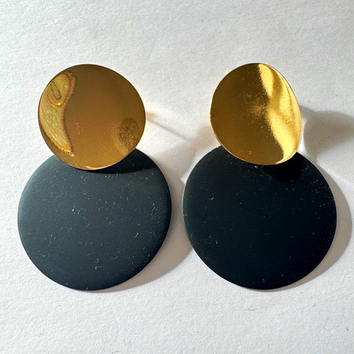 Runde gold schwarze ohrringe - gold/schwarze,