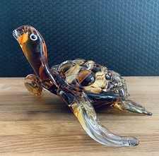 Glasfigur Schildkröte Skulptur Glaskunst Kristallglas Kunst Statue Murano Art