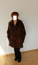 Damen Wintermantel lammfellmantel mit KAPUZE+passende Mütze Gr. 40/42