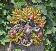 Wandrelief Relief Wandschmuck Baum Deko Green Man Pilz Gesicht Pagan Baumhüter 