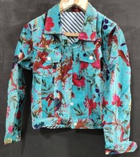 Türkis Vogel Samt Steppjacke