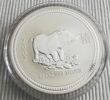 Australien Silbermünze Lunar Serie 1, 2007 Schwein, 10 Oz.