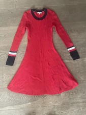 TOMMY HILFIGER Luxus Damen Kleid Langarm Strickkleid Rot Gr. S M 36 38 TOP