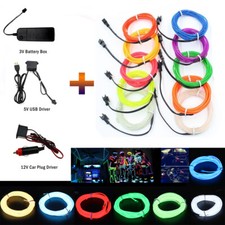 1-5M EL Kabel Neon Lichtschnur Leuchtdraht Wire LED Licht Glühen Draht Lichteff