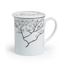 White Cherry Teetasse mit Sieb und Deckel Porzellan