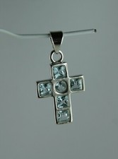 Kreuz Anhänger 925 Sterling Silber und Topas  Edelstein