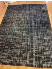 Designer teppich kibek Schwarz Weiß 170•240 Cm Handgearbeitet