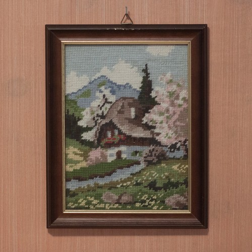 Gobelinbild berghütte - gobelinbild, im