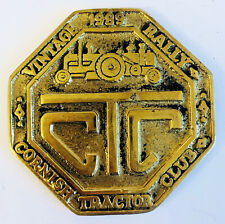 Vintage Traktor 1989 Rally Cornish Emblem Plakett Abzeichen eckig Messing