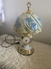 Shabby Nostalgie Tischlampe Touch Lampe Uhr Nachttisch Metall Porzellan Glas 
