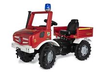 RollyToys Feuerwehr Unimog Tretfahrzeug für Kinder ab 3 Jahren, mit Blinklicht