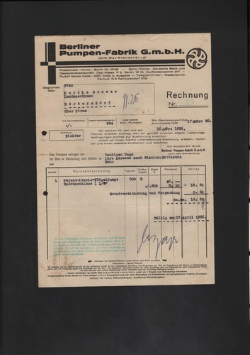 Berlin rechnung 1936 - berlin,,