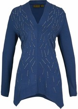 Asymmetrisches Zipfelshirt Gr. 40/42 Tiefseeblau Damen Langarm-Shirt Tunika Neu