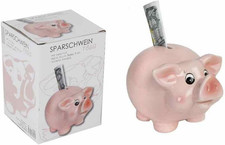 Rosa Sparschwein glasiert | Süßes Mini Sparschwein für Münzen & Scheine | Edle S