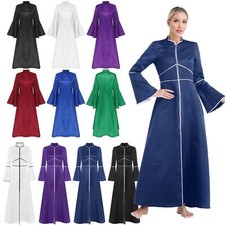 DE- Damen Priester Klerus Minister Robe Gewand Mantel Kasack Kleid Pastor Kostüm